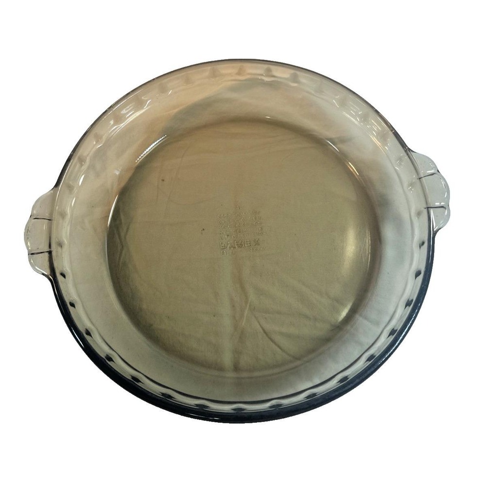 Vintage Pyrex Pie Plate Amber Brown 24cm 9.5" Fluted with handles 229 EVC